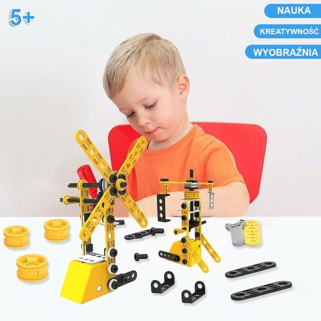 WOOPIE 8-in-1 Transporto priemonių konstruktorius STEAM 100 detalių