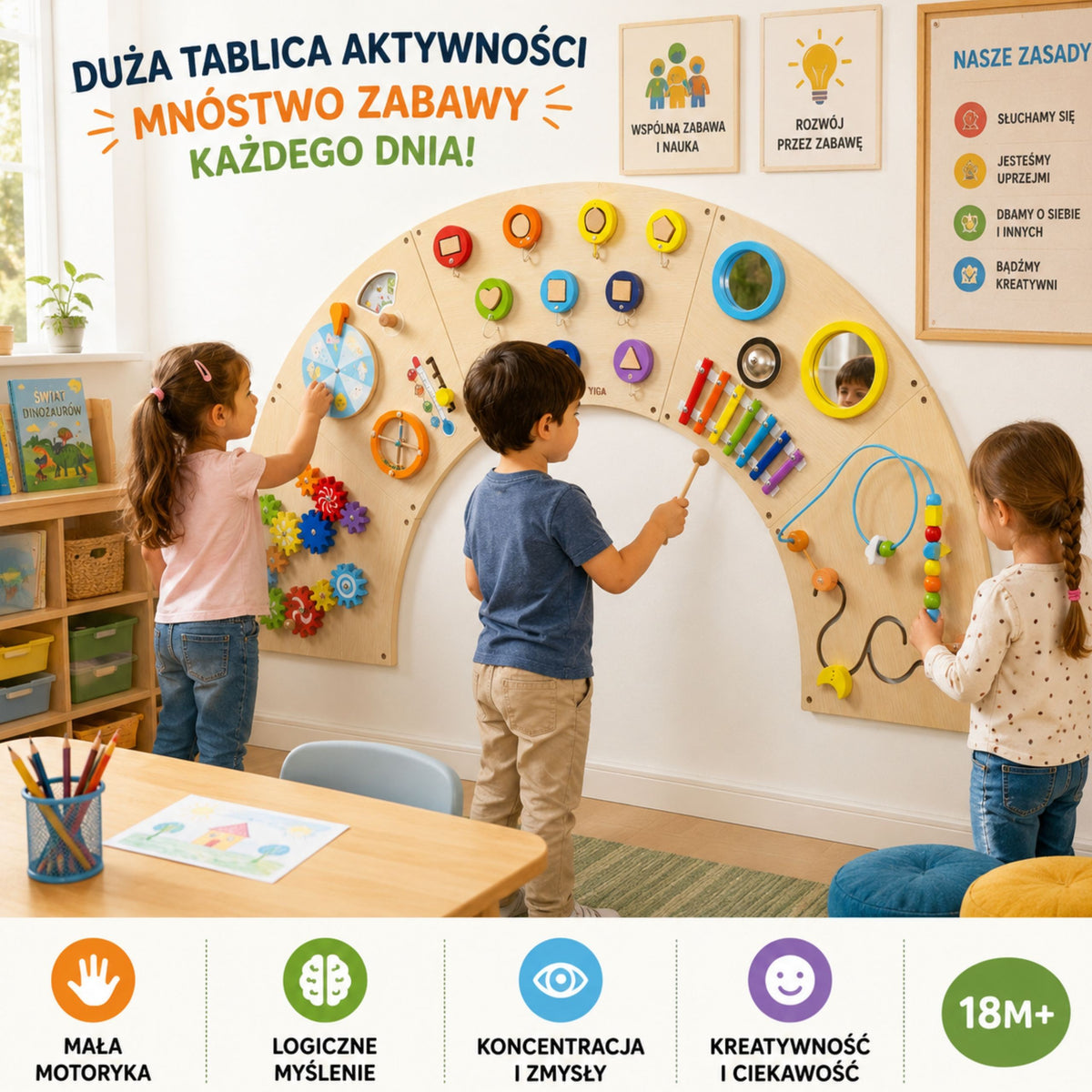 VIGA Montessori Sensorinė Lanko Formos Sieninė Lenta