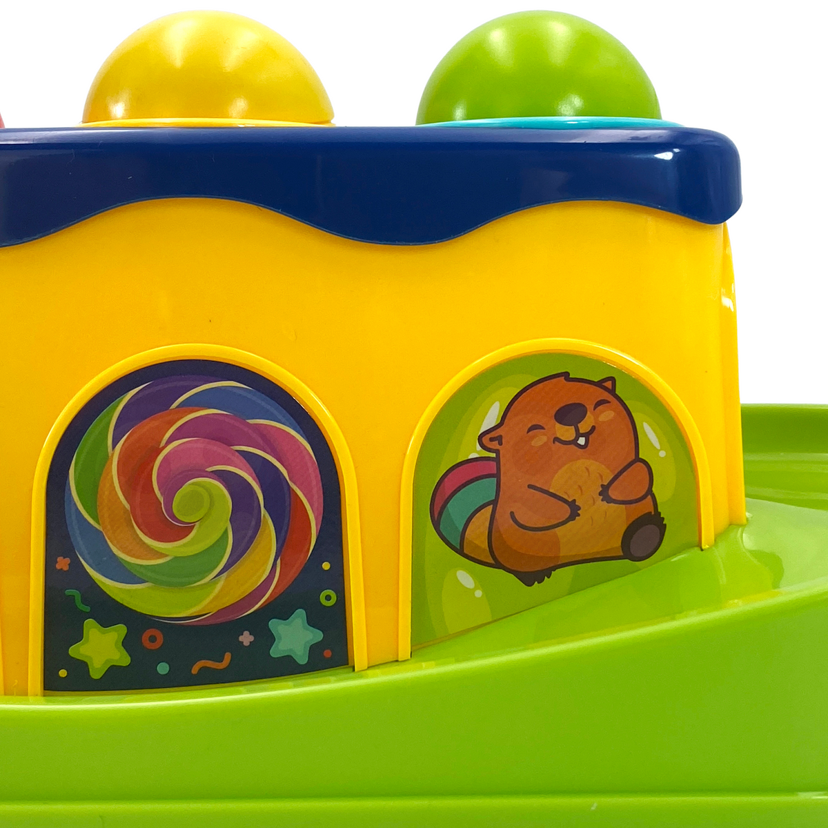 WOOPIE BABY spalvingas Montessori kalimo takelis su plaktuku