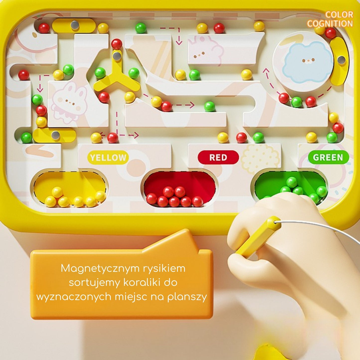 WOOPIE Montessori Magnetinė Lenta Krabas Labirintas Oranžinė