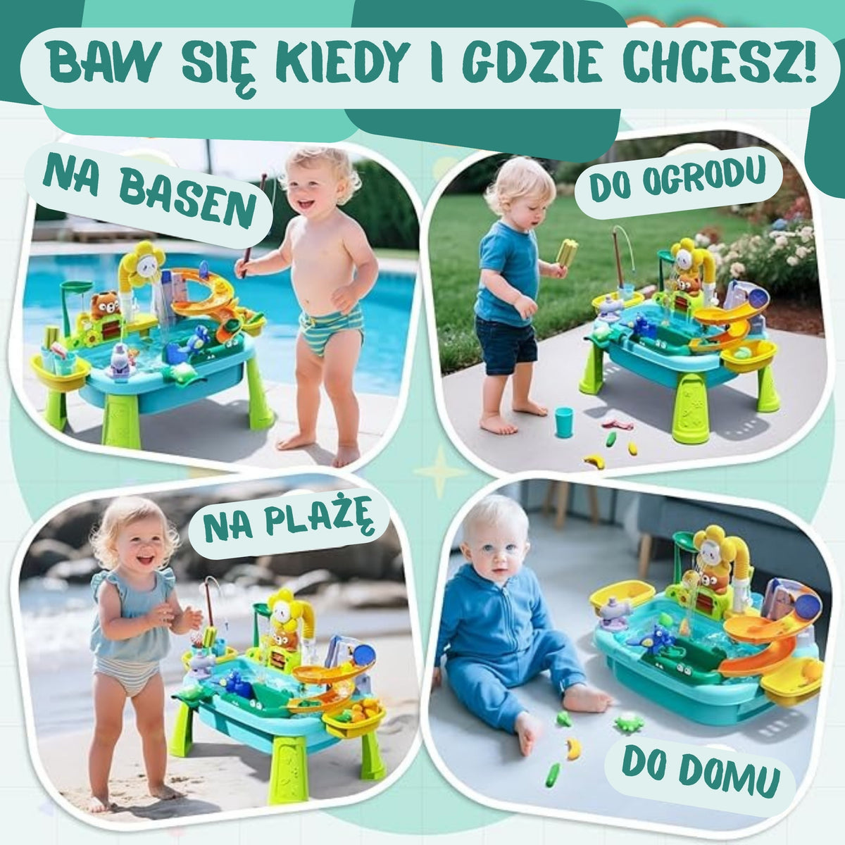 WOOPIE Vandens stalas 4in1 su žūklės žaidimu ir gėle