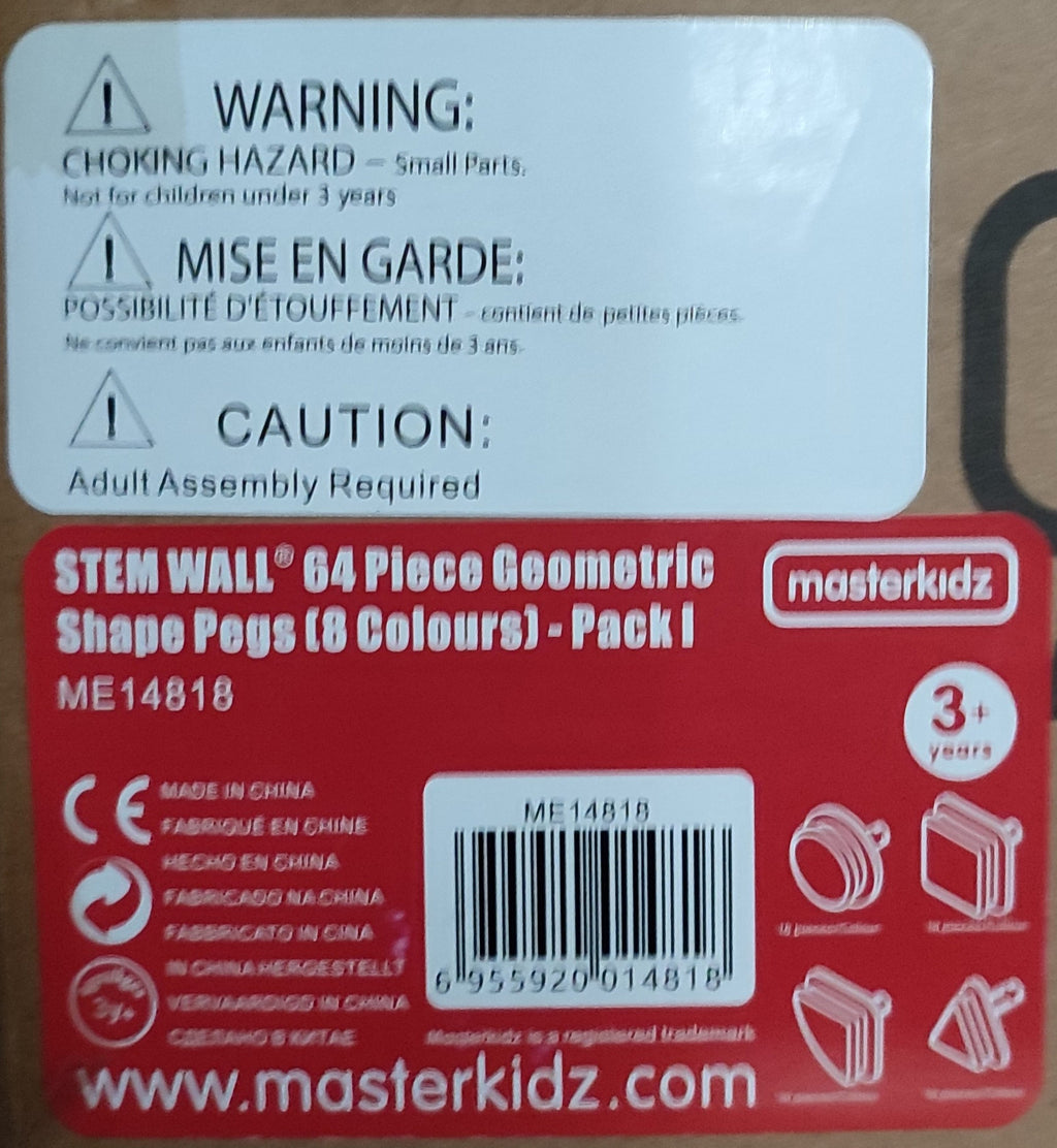 MASTERKIDZ 64 Geometrinių Kaiščių Rinkinys STEM Lentoms