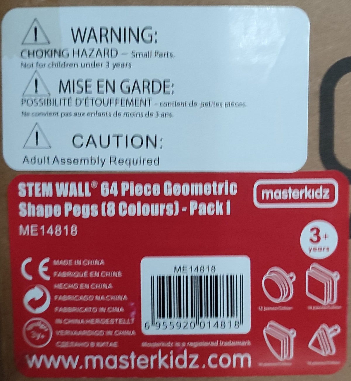 MASTERKIDZ 64 Geometrinių Kaiščių Rinkinys STEM Lentoms