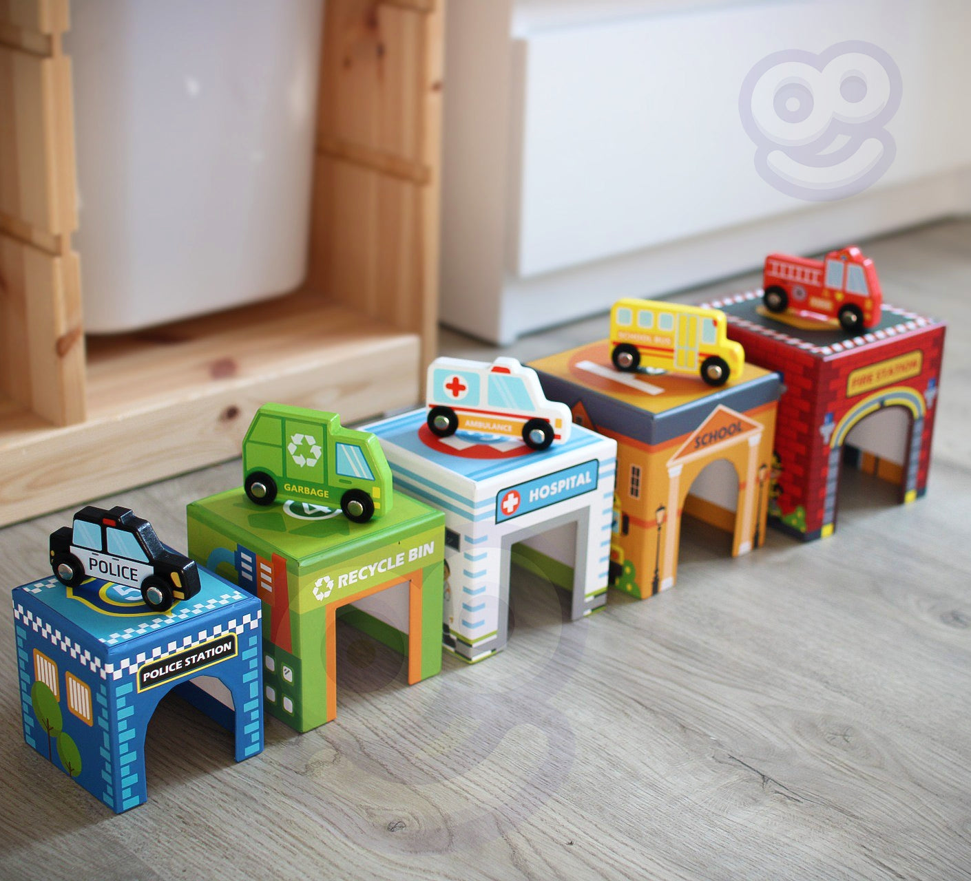 WOOPIE GREEN Medinė dėlionė Miestas ir transporto priemonės (Kubai) – vaizdas 2
