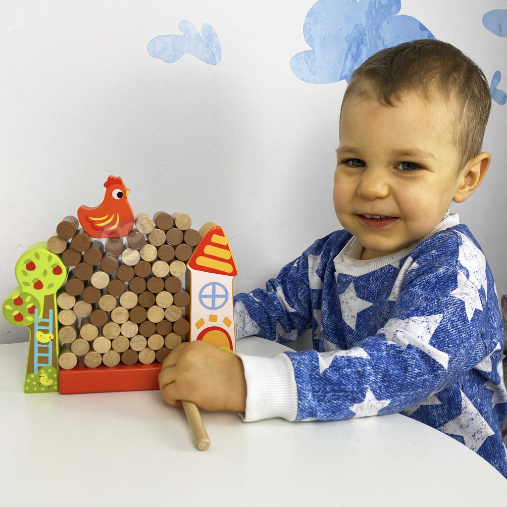 TOOKY TOY Medinis žaidimas Krentanti vištytė, 69 dalys