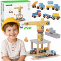 TOOKY TOY Medinis uosto kranų rinkinys su transporto priemonėmis