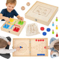 VIGA Medinis 4in1 žaidimų stalas: riedulys, kiūlingas, boulingas