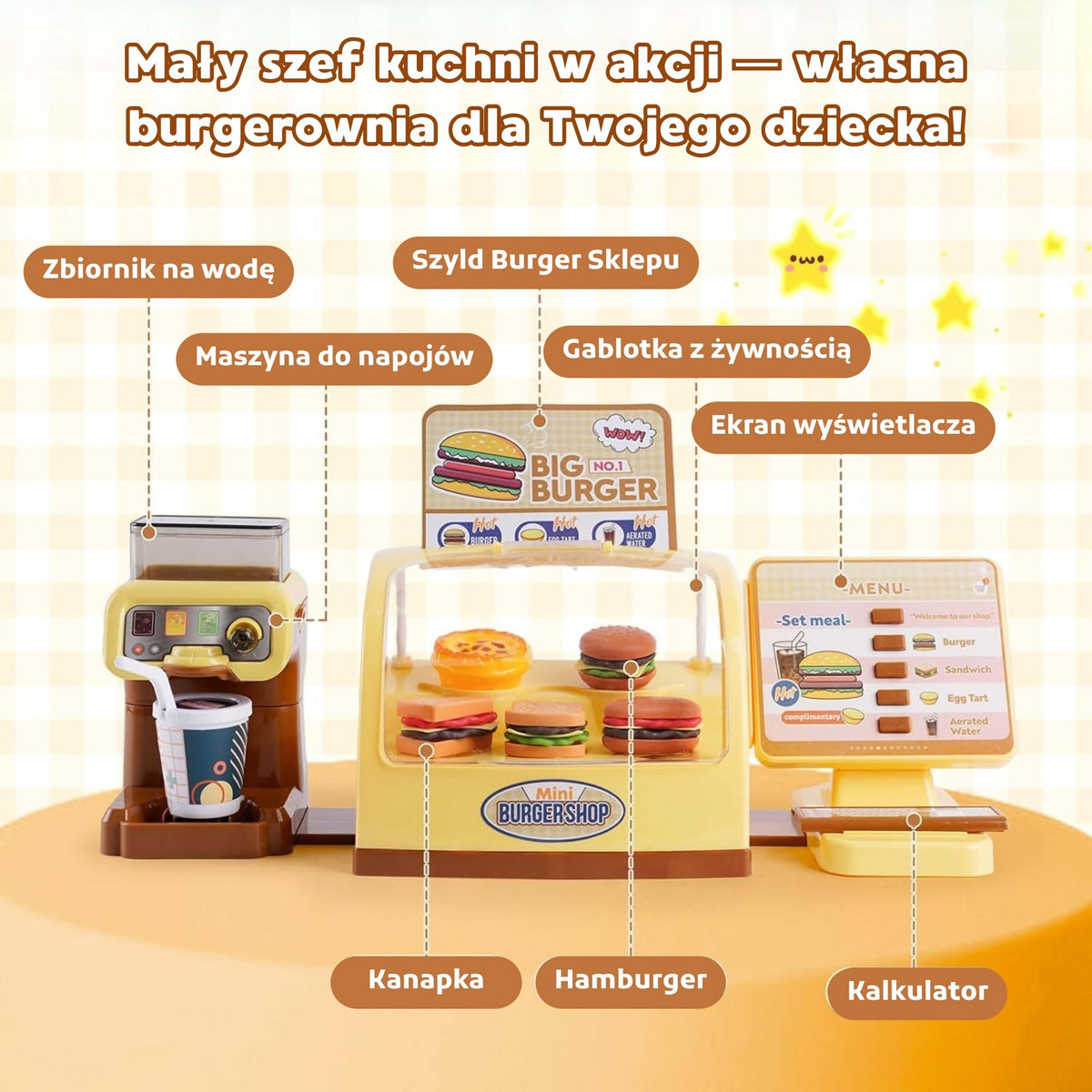 WOOPIE BIG BURGER Žaislinė Greitojo Maisto Parduotuvė su Kasos Aparatu