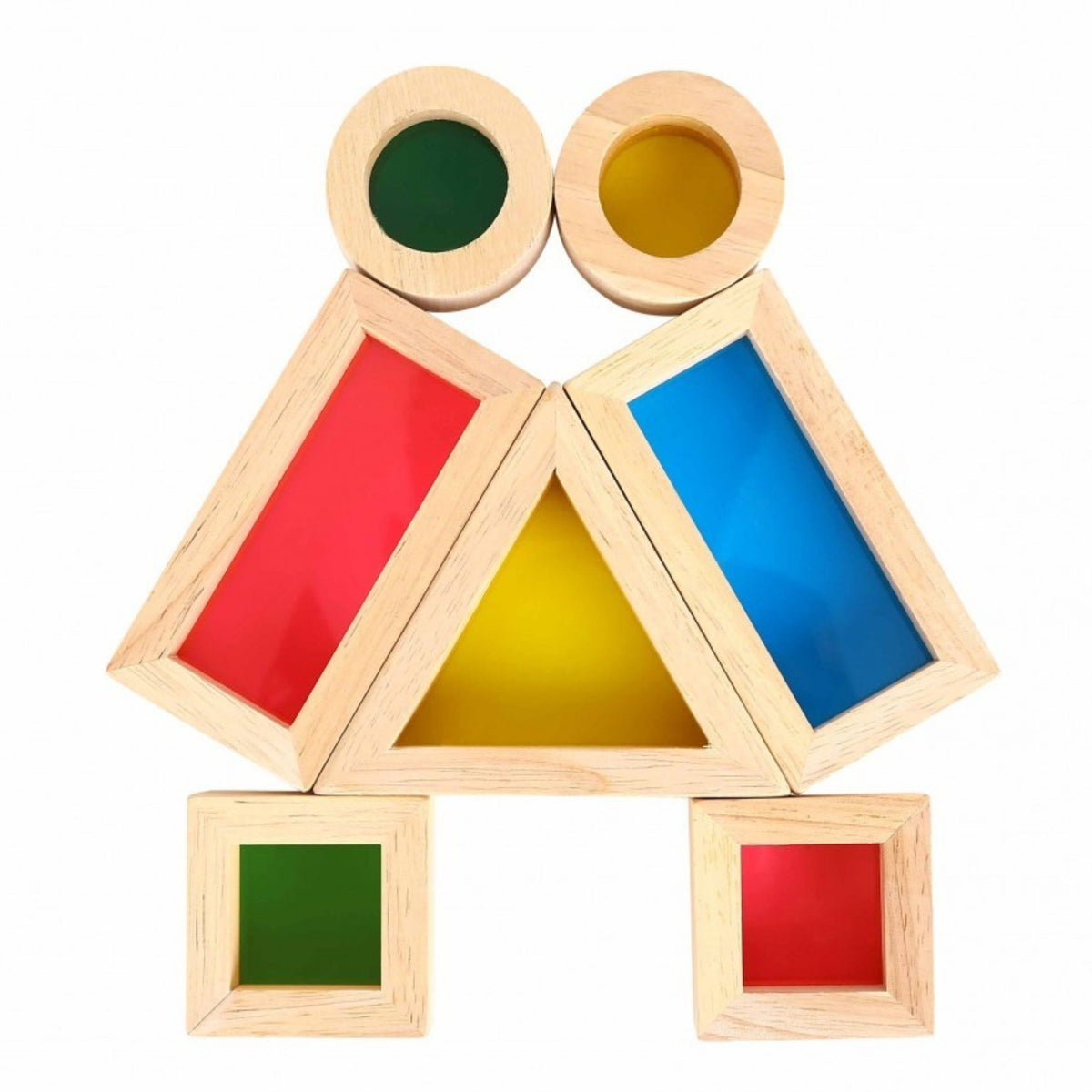 TOOKY TOY Mediniai spalvoti veidrodiniai blokai, 8 vnt.