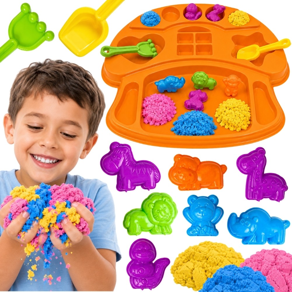 WOOPIE Kinetinio smėlio rinkinys su gyvūnų formelėmis, 3+