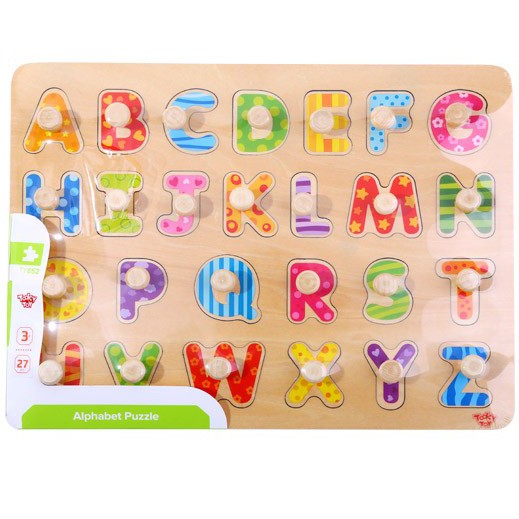 TOOKY TOY Montessori raidžių dėlionė su rankenėlėmis, 27 dalys