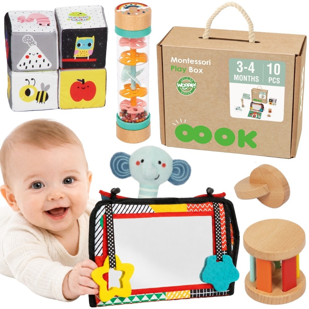 WOOPIE GREEN XXL Montessori Sensorinis Rinkinys 6in1 Kūdikiams 3-4 Mėn. FSC