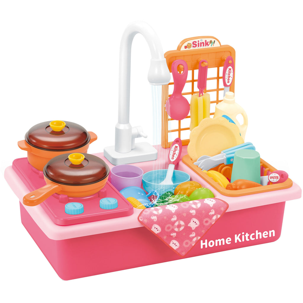 WOOPIE 2-in-1 Rožinė Žaislinė Kriauklė su Virtuvėle Vaikams 3+