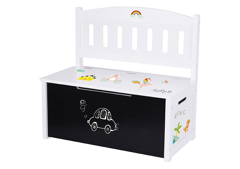 Tooky Toy Medinė Žaislų Dėžė-Suoliukas 3in1 su Piešimo Lenta