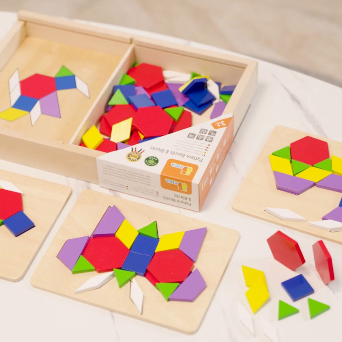VIGA Medinė Geometrinė Mozaika Dienes Blokai, 148 dalys