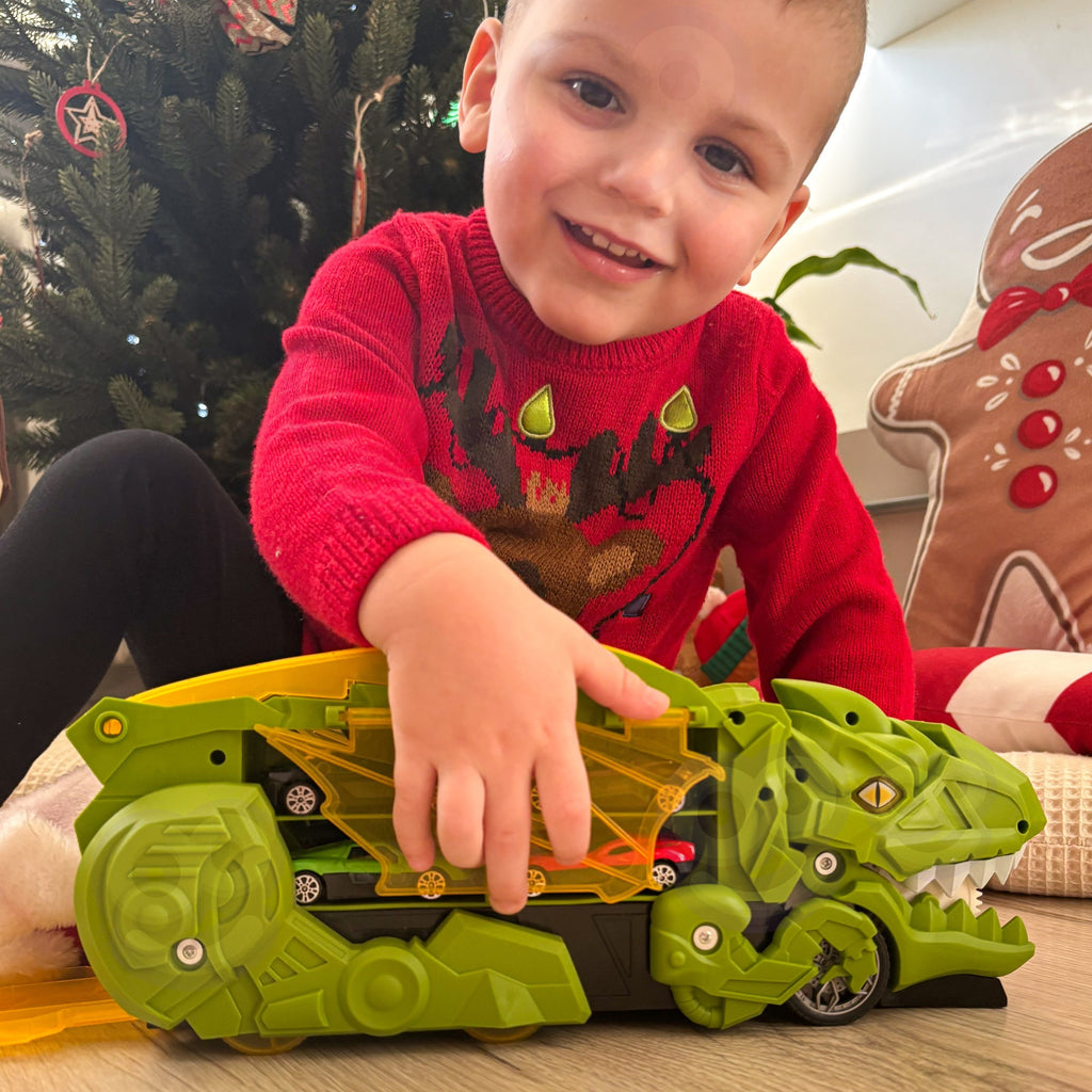WOOPIE Dinozauro sunkvežimis su 13 automobilių ir trasa