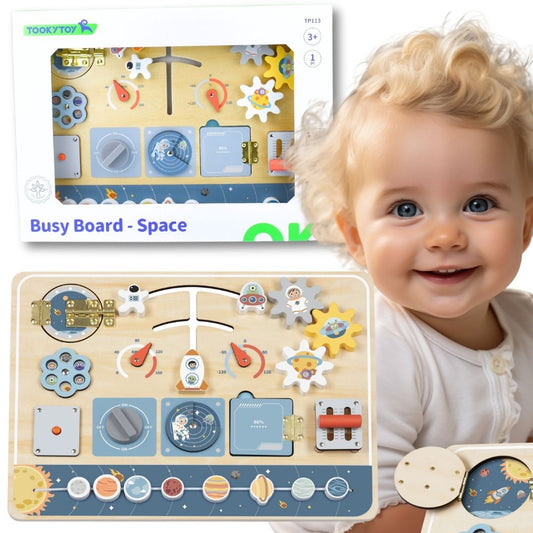 TOOKY TOY Medinė edukacinė Montessori lenta Astronautas Kosminis laivas – pagrindinis vaizdas