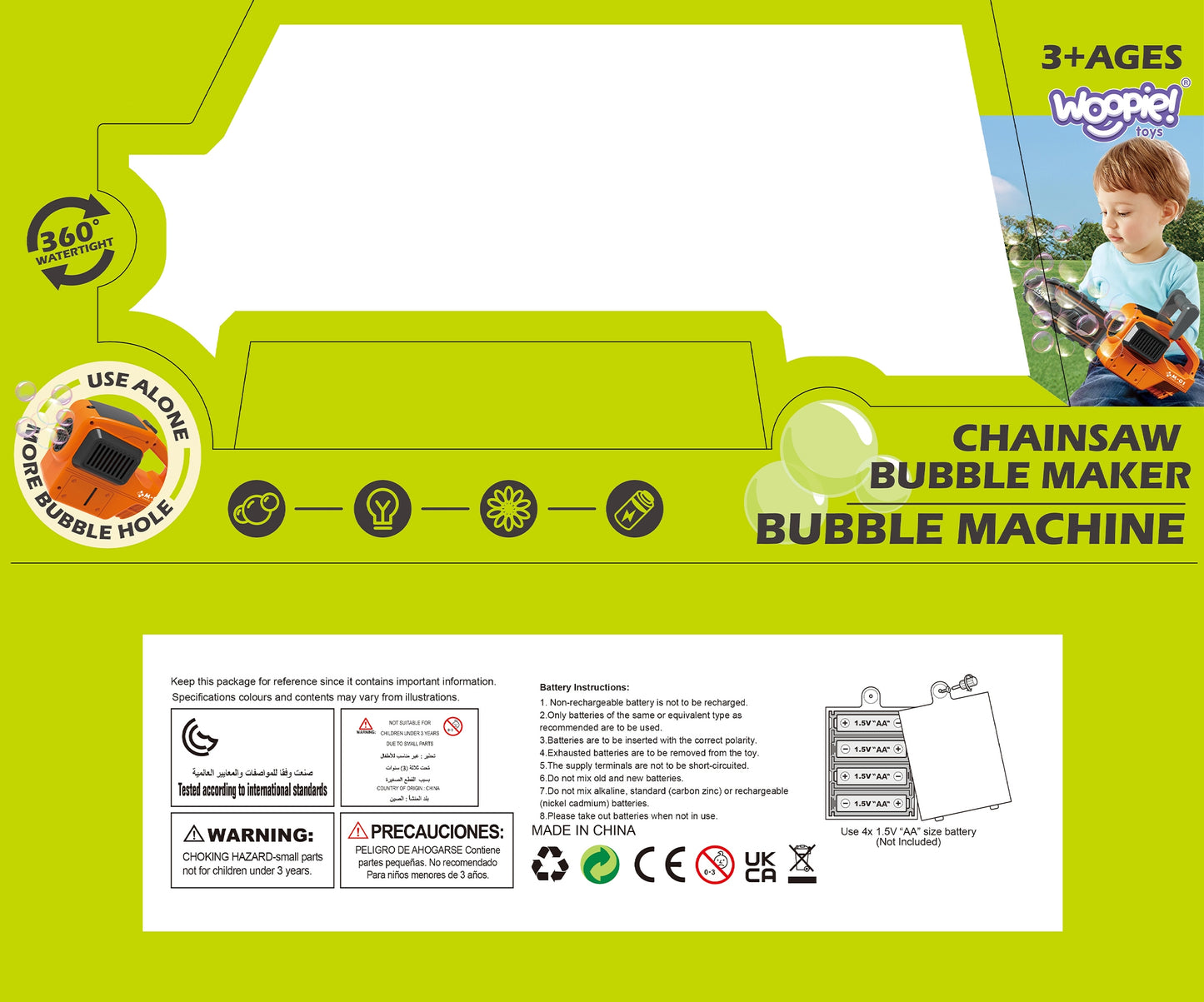 WOOPIE Muilo burbulų pistoletas Grandininis pjūklas – vaizdas 6