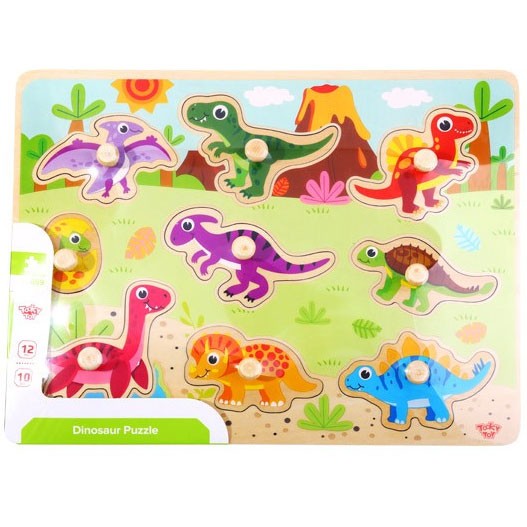 TOOKY TOY Medinė Montessori Dėlionė su Dinozaurais 10 vnt.