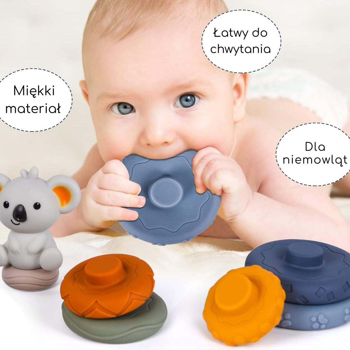 WOOPIE BABY Koala piramidė – 2in1 lavinamasis kramtukas