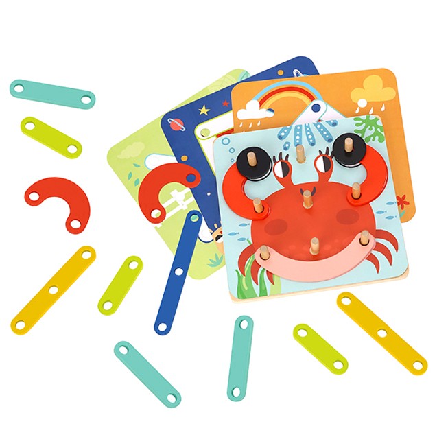 TOOKY TOY Medinė Mozaika su Karoliukais Gyvūnų Raštai 30 el.