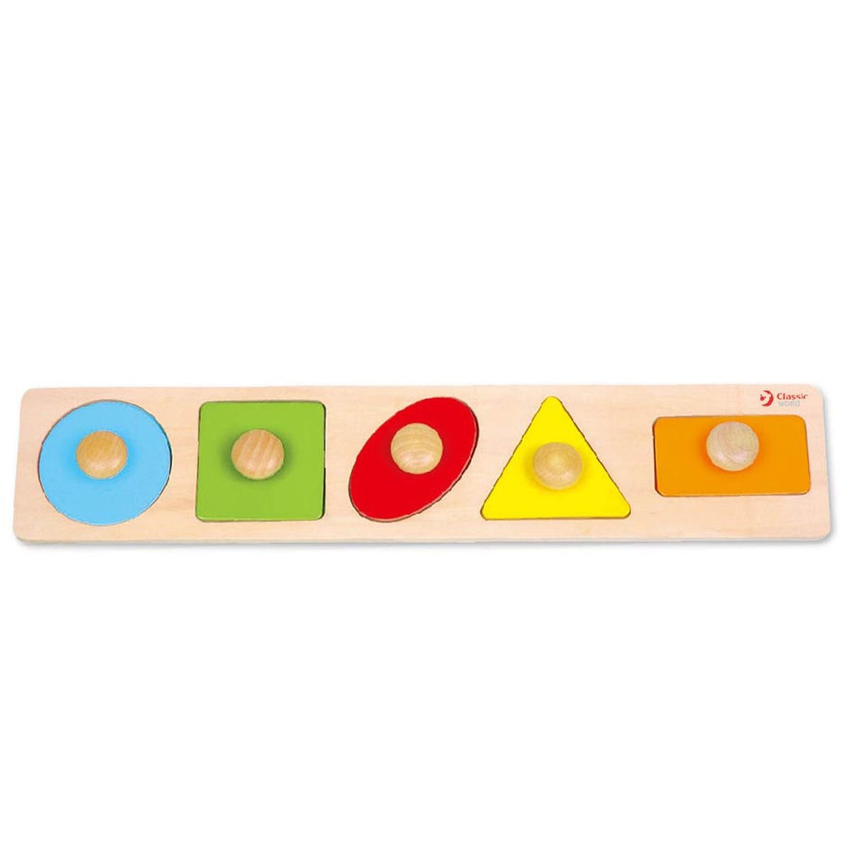 CLASSIC WORLD Montessori medinė dėlionė vaikams „Figūrų, formų ir spalvų pažinimas“, 7 elementai – vaizdas 6