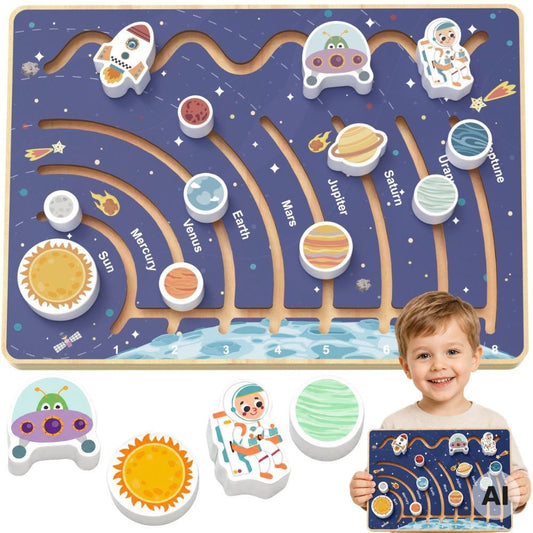TOOKY TOY Lavinamoji Saulės Sistemos Lenta – Medinis Labirintas