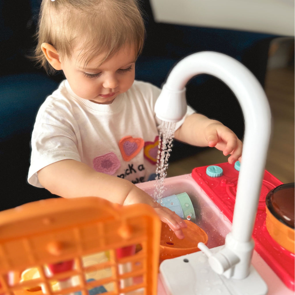 WOOPIE 2-in-1 Rožinė Žaislinė Kriauklė su Virtuvėle Vaikams 3+