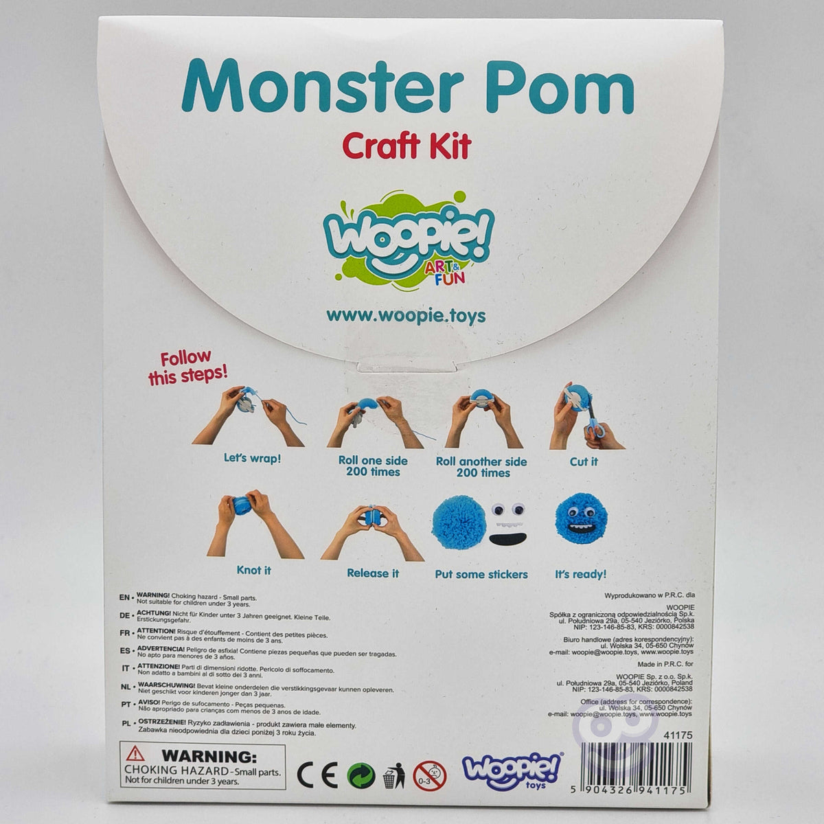WOOPIE ART&FUN Kuriamas siūlų pūkuoto pabaisiuko rinkinys
