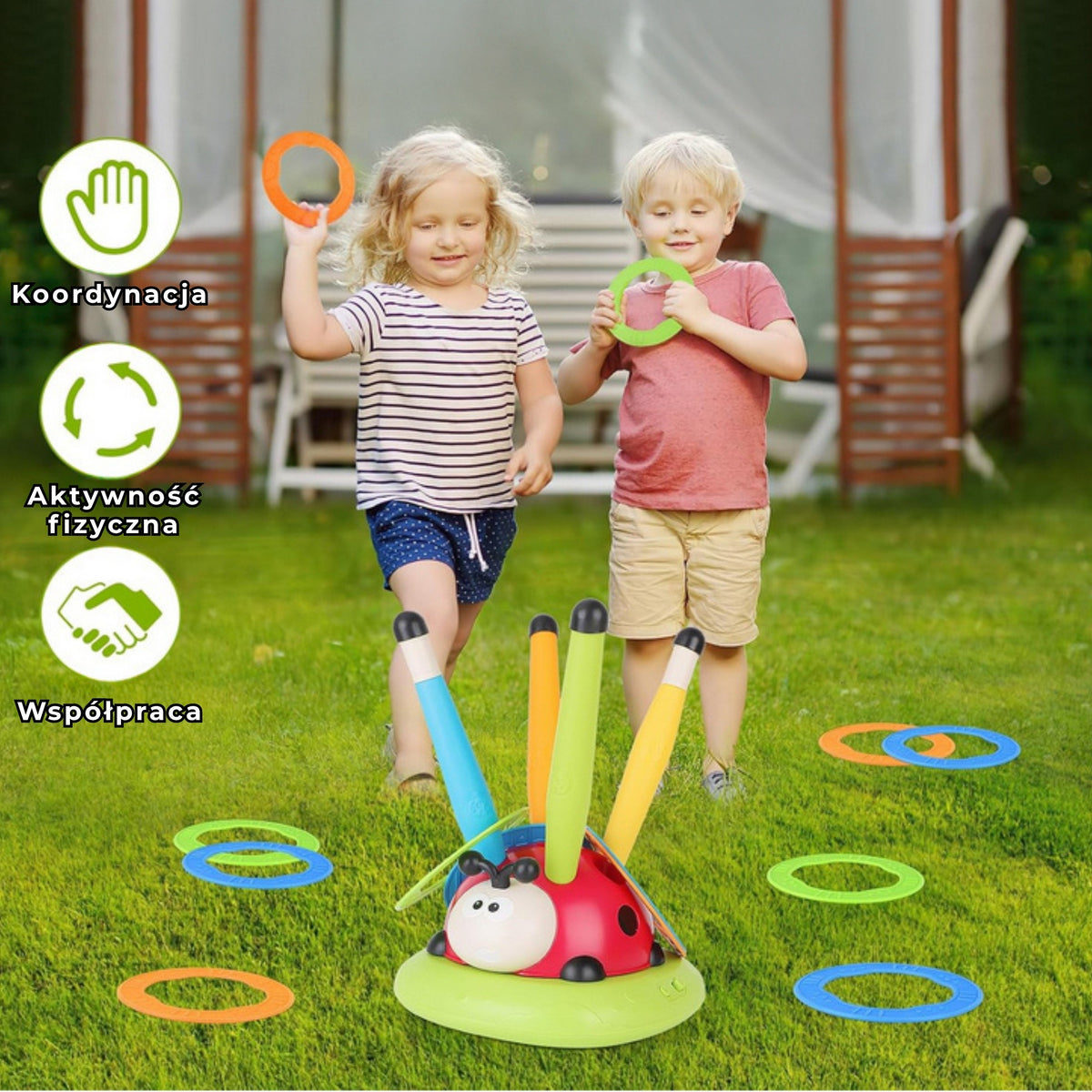 WOOPIE 3in1 raketų paleidėjas, šokdynė ir taiklumo žaidimas Boružė