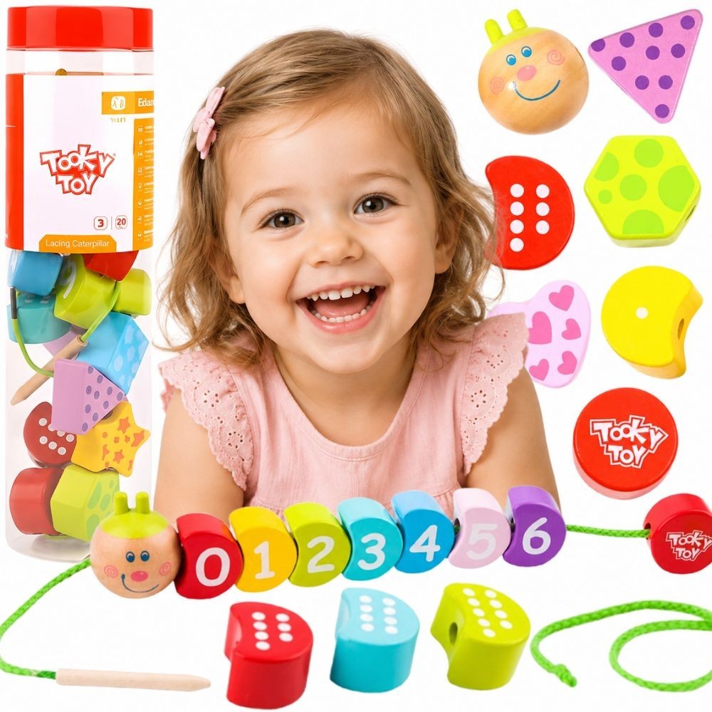 TOOKY TOY medinis vėrinukas Vikšras skaičiams mokytis 20 vnt.