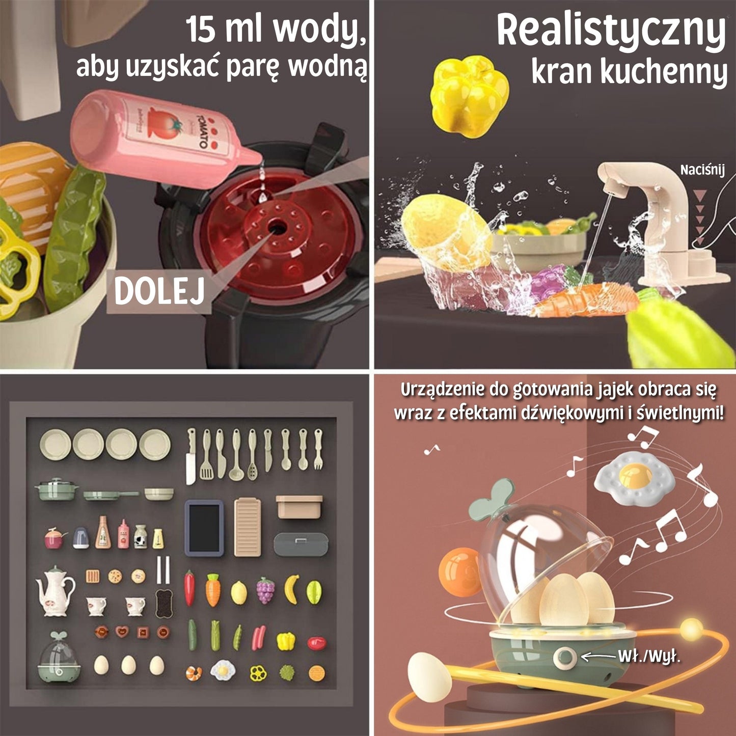 WOOPIE Interaktyvi Virtuvėlė su Garų Čiaupu ir Vandens Cirkuliacija 88 vnt.