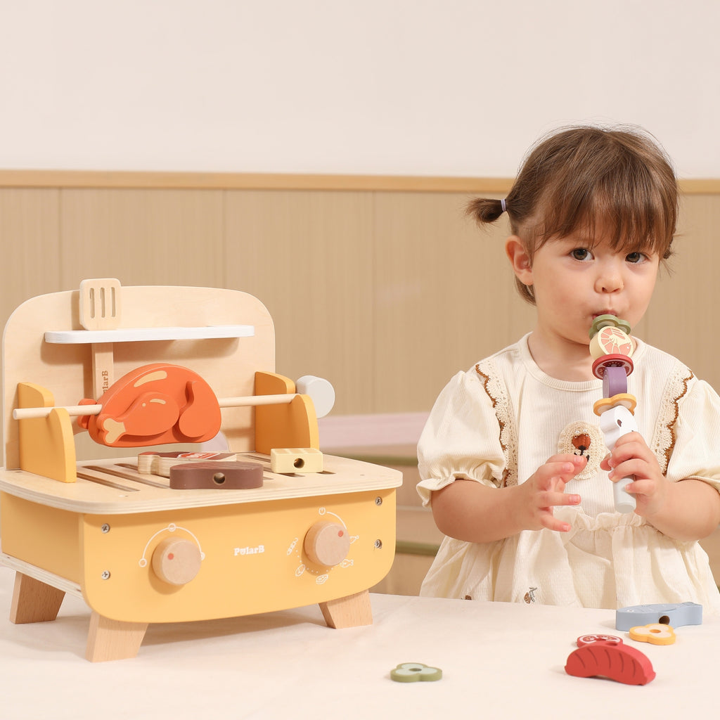 VIGA Wooden BBQ Grill Set – Medinė grilio žaidimų rinkinys 22 dalys