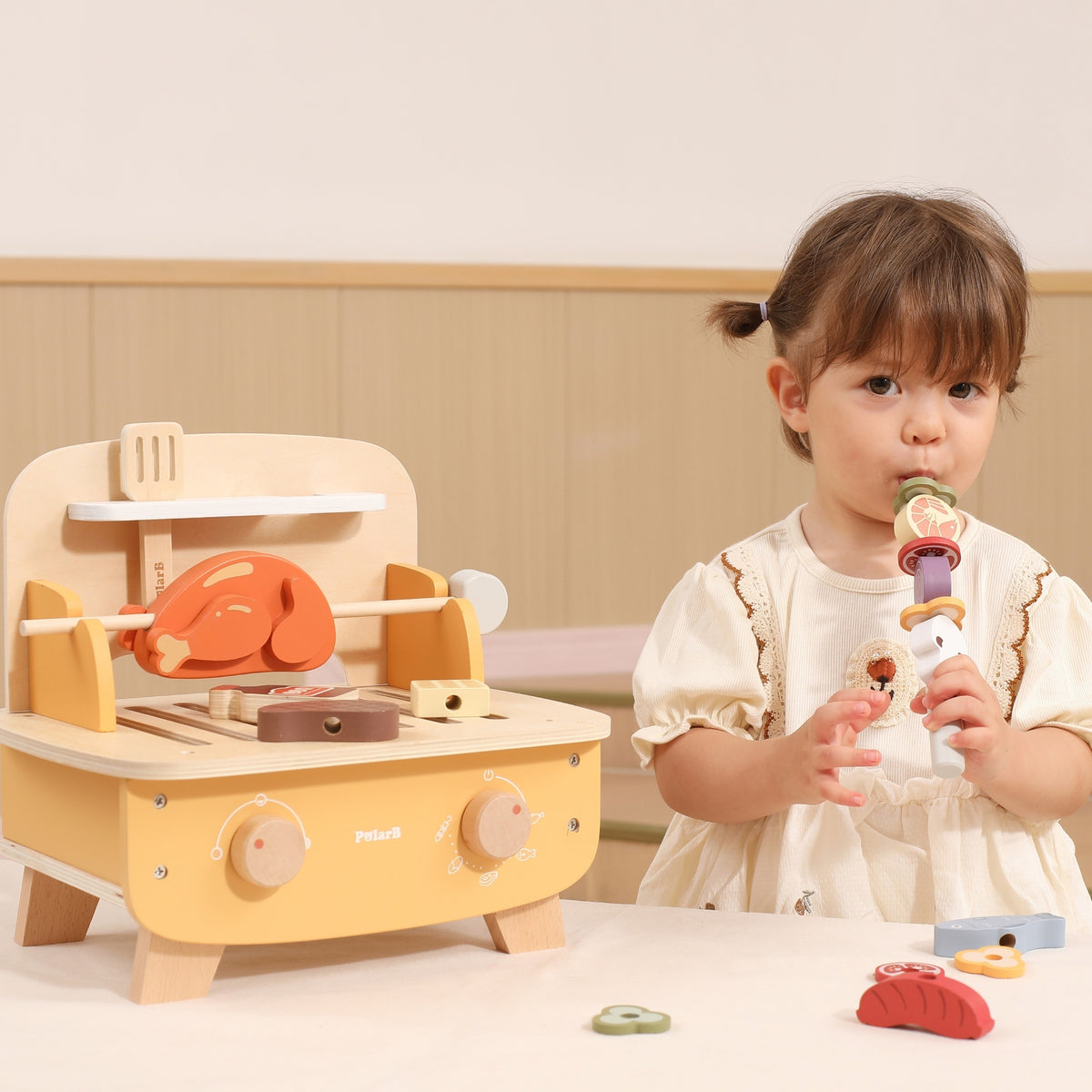 VIGA Wooden BBQ Grill Set – Medinė grilio žaidimų rinkinys 22 dalys