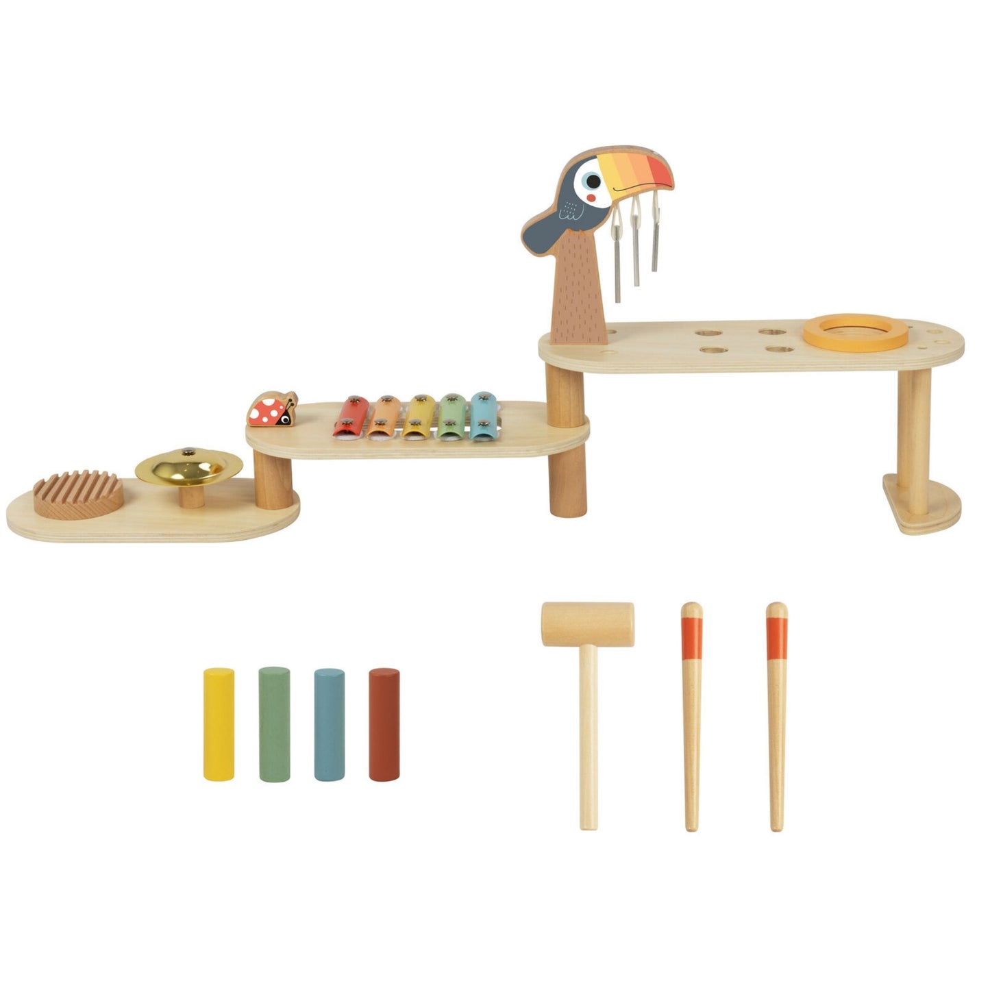 TOOKY TOY Medinė Muzikos Stalelė su Tukanu – Lavinamasis Žaislas