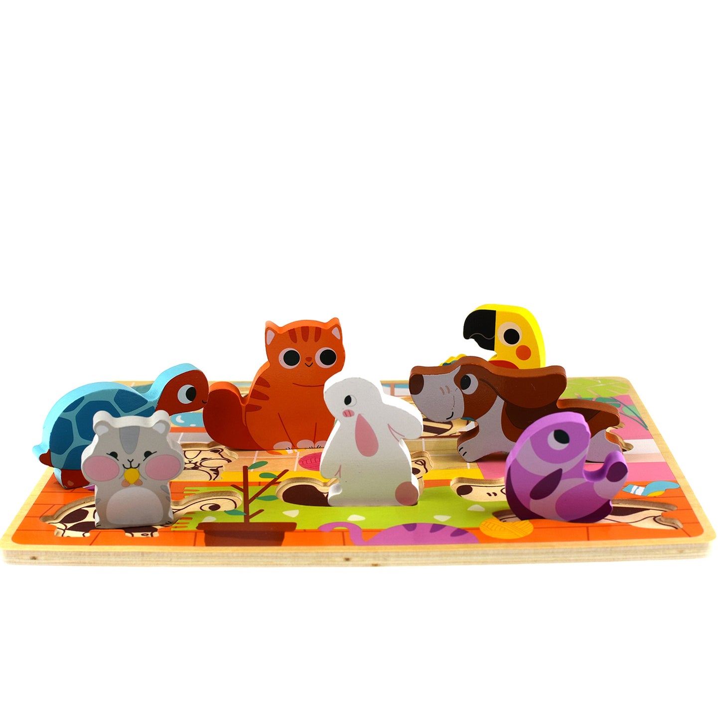 TOOKY TOY Medinė Montessori formų derinimo dėlionė Gyvūnai namuose – vaizdas 2