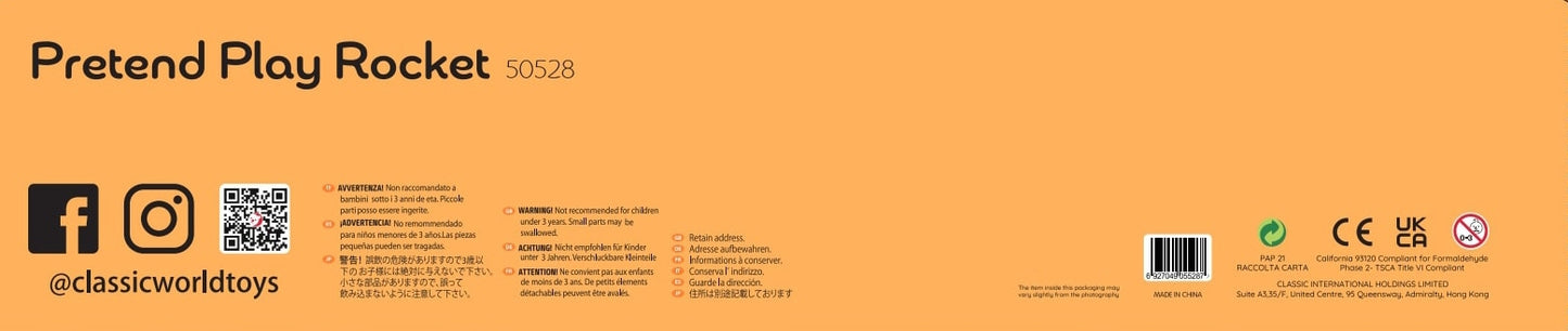 CLASSIC WORLD Didelė medinė raketa-namelis su astronautų figūrėlėmis – vaizdas 15