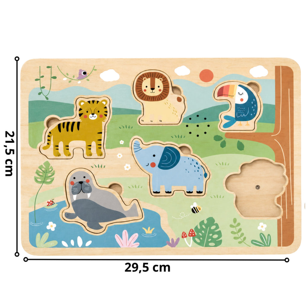 TOOKY TOY Garsinė dėlionė Safari Montessori vaikams