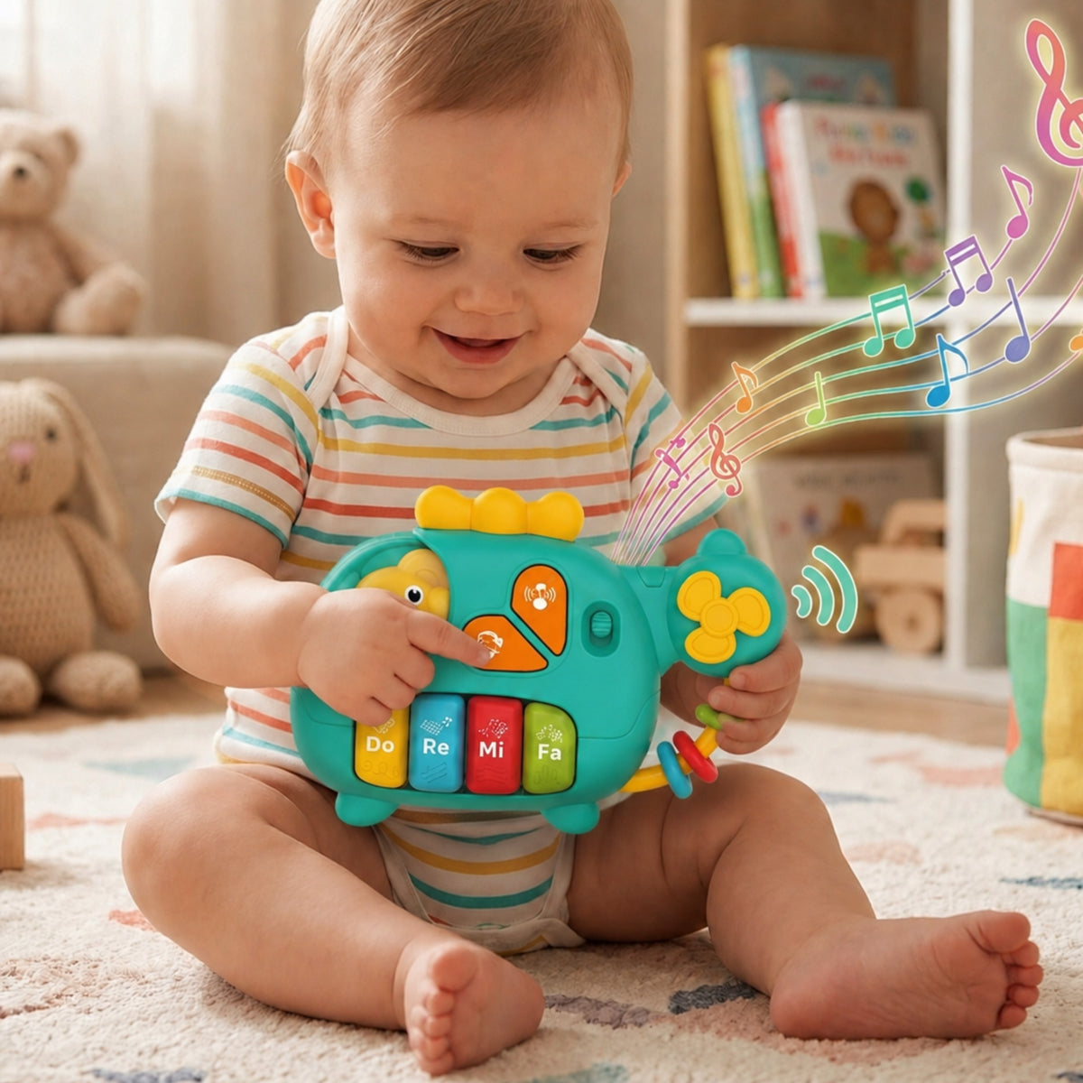 WOOPIE BABY Interaktyvus Pianinas Sraigtasparnis su Drambliuku 18m+