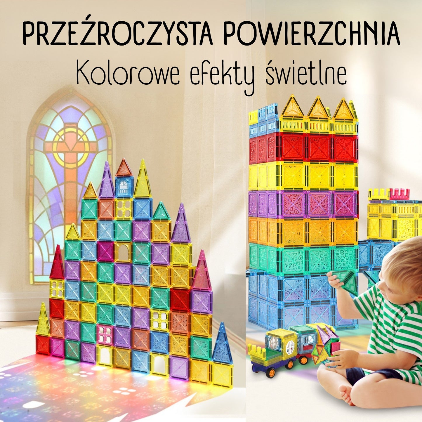 WOOPIE Magnetiniai 3D Blokai Pilis ir Transporto Priemonės 110 vnt.
