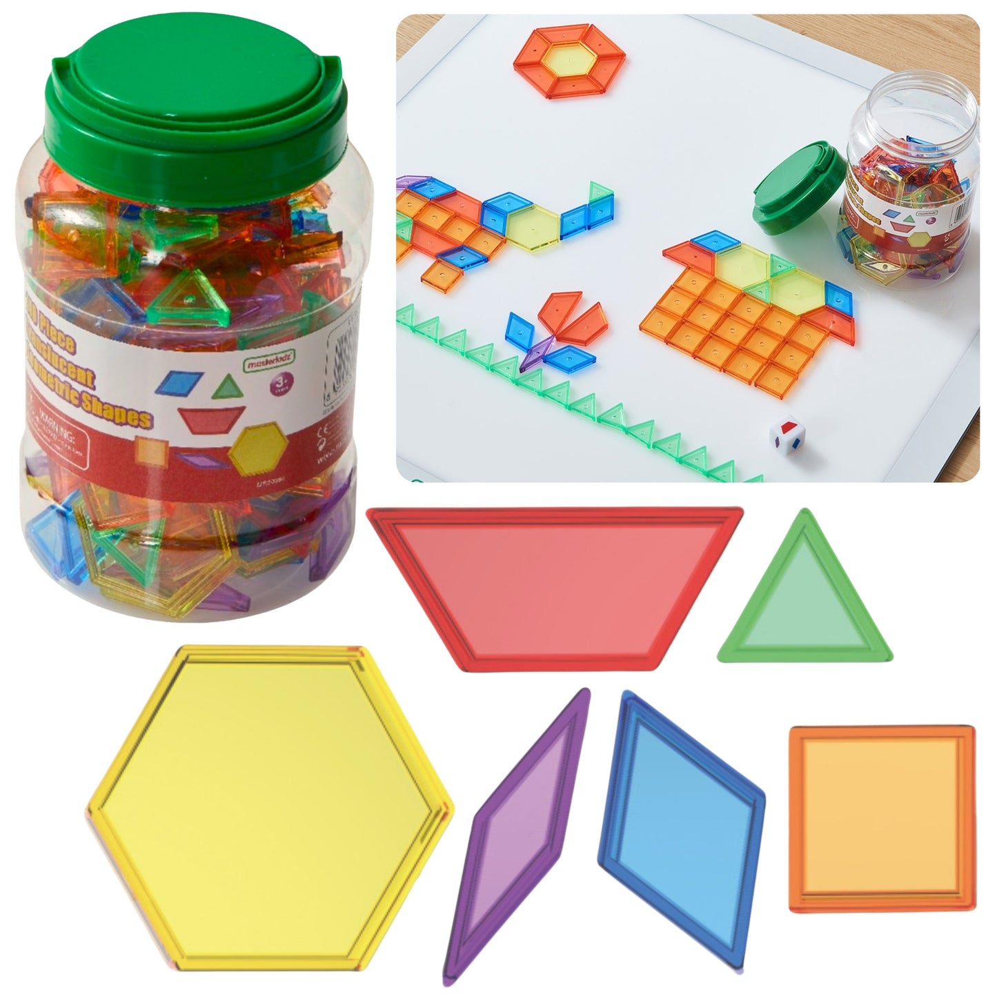 MASTERKIDZ Montessori Tangram Mozaikos Blokeliai 140 vnt.