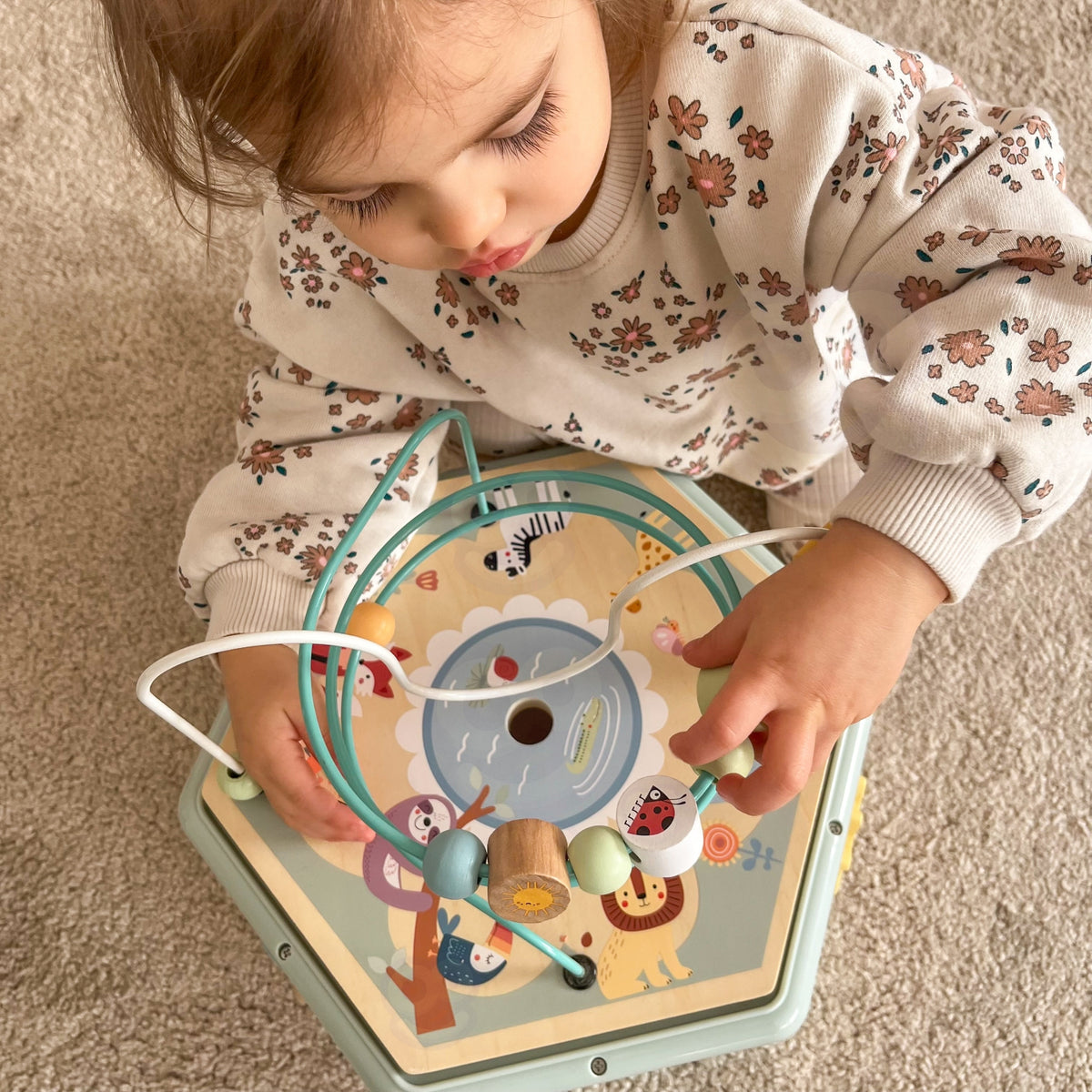TOOKY TOY Medinė Montessori šešiakampė dėžė su veikla