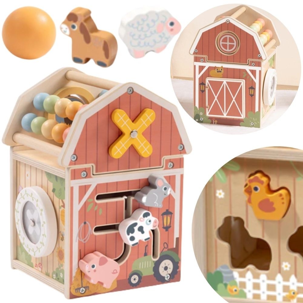 TOOKY TOY Medinis Ūkio Tvartų Rūšiuoklis Montessori Skaičiuotuvas +18 mėn