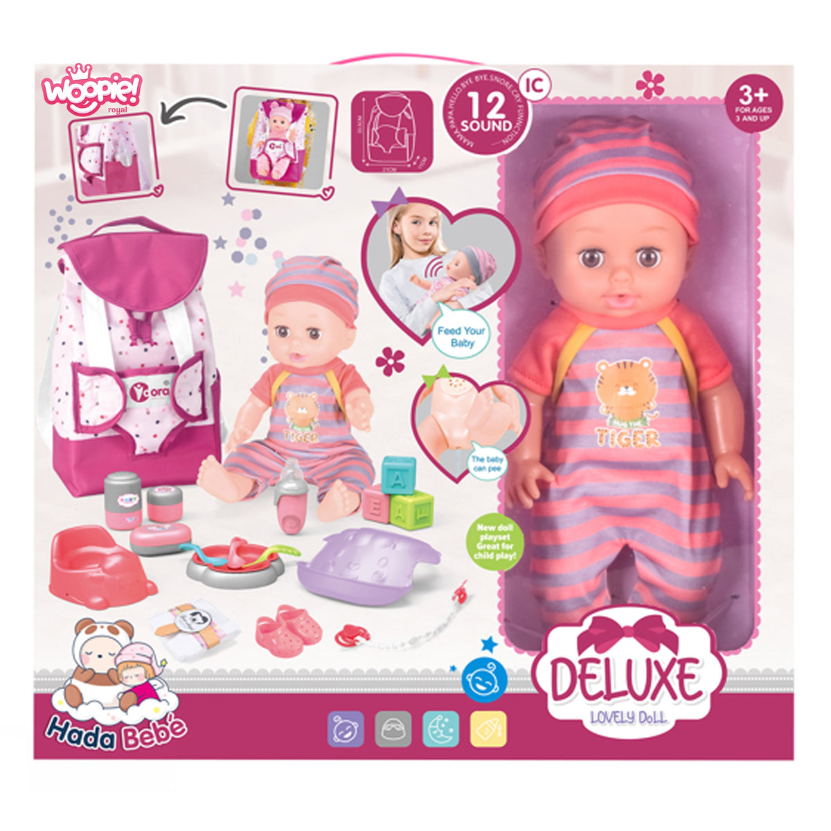 WOOPIE ROYAL Auklės rinkinys su lėle ir 19 priedų 30 cm