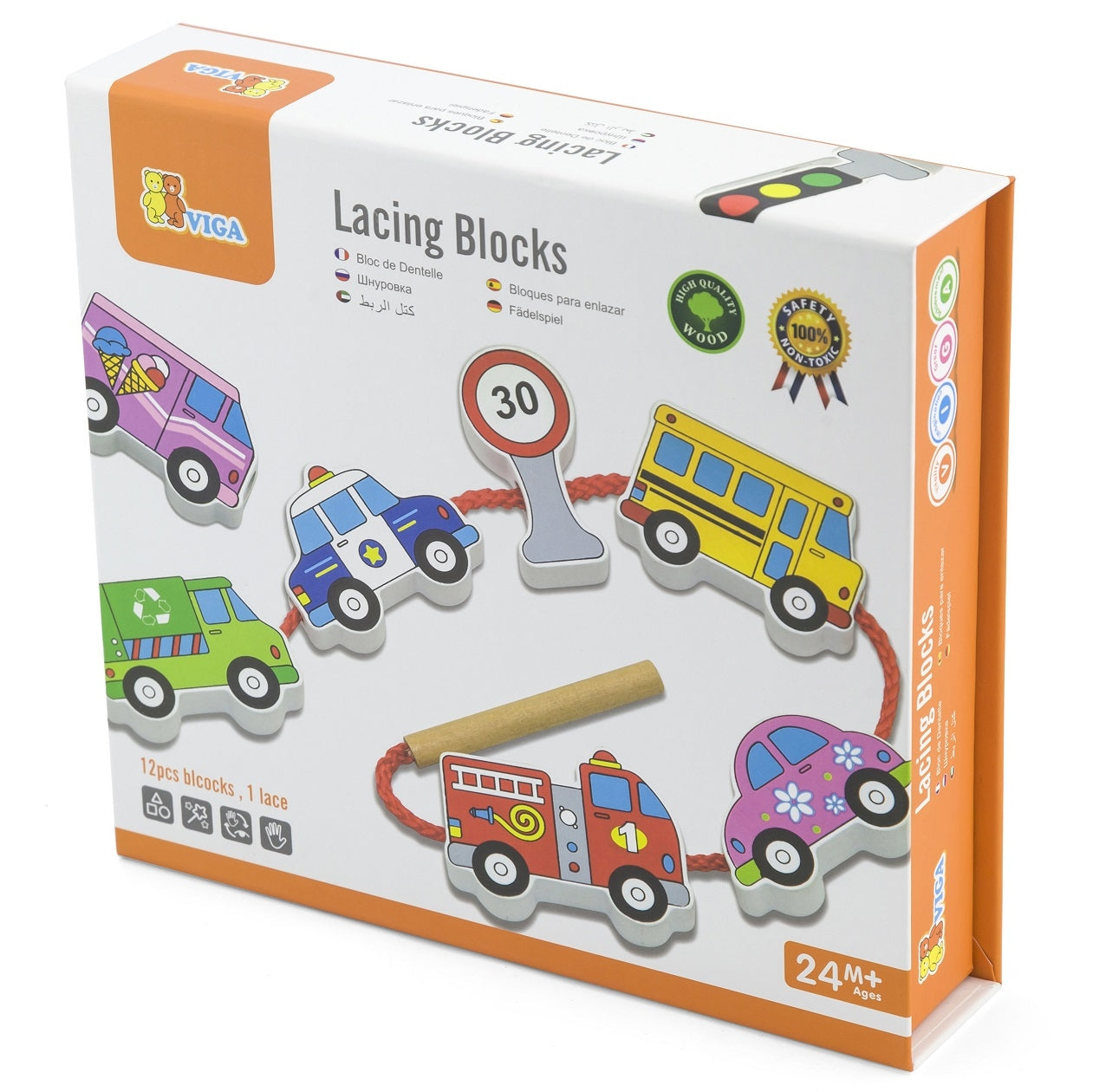 Viga Medinis Vėrimo Žaislas „Automobiliai“ (Montessori) – vaizdas 5