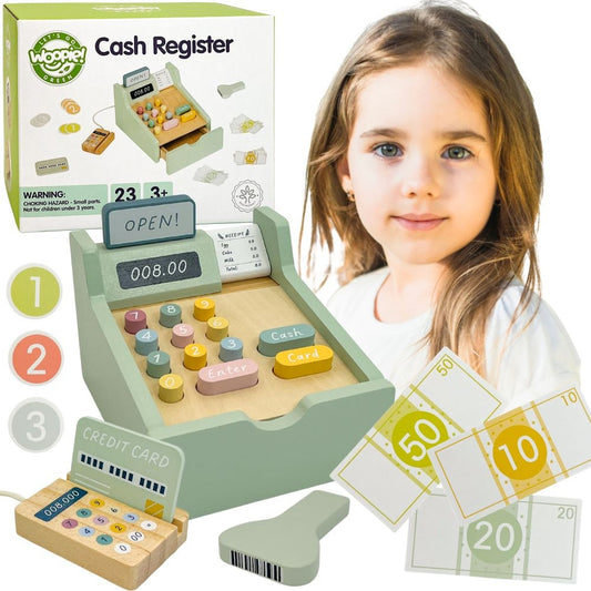 WOOPIE GREEN Edukacinis medinis kasos aparatas su priedais – pagrindinis vaizdas