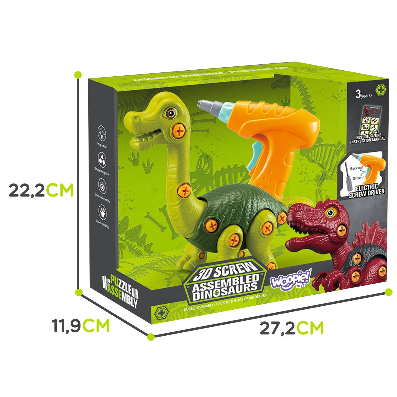 WOOPIE Dinozauras Brachiozauras Surenkamas Konstruktorius su Gręžtuvu 31 vnt.