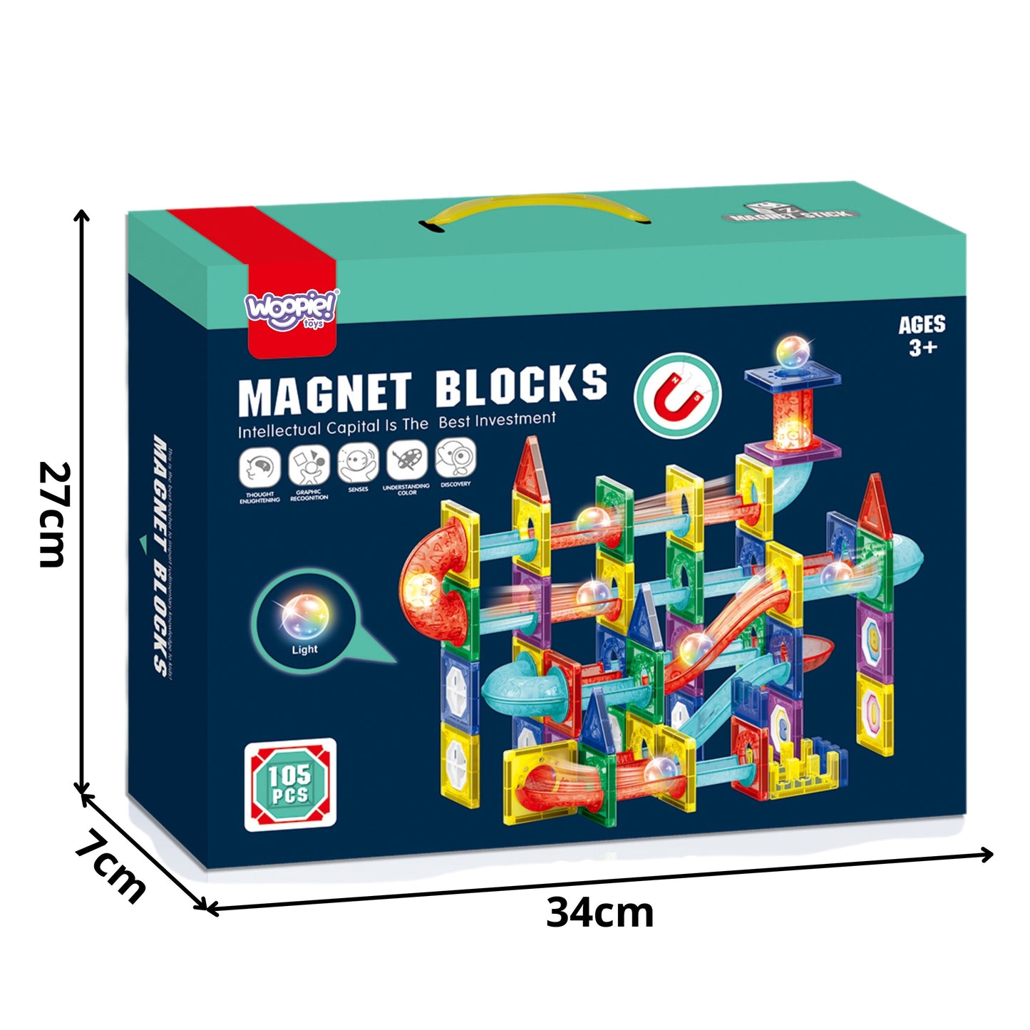 WOOPIE Magnetinis 3D Konstruktorius Kamuoliukų Trasa 105 vnt.