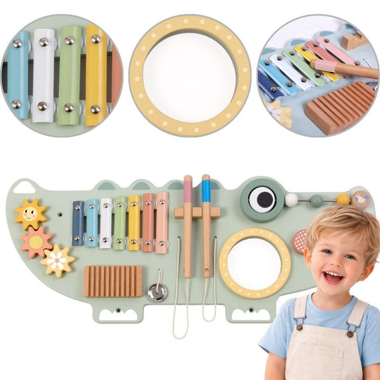 TOOKY TOY Medinė Manipuliacinė Lenta Krokodilo Forma 3 vnt.