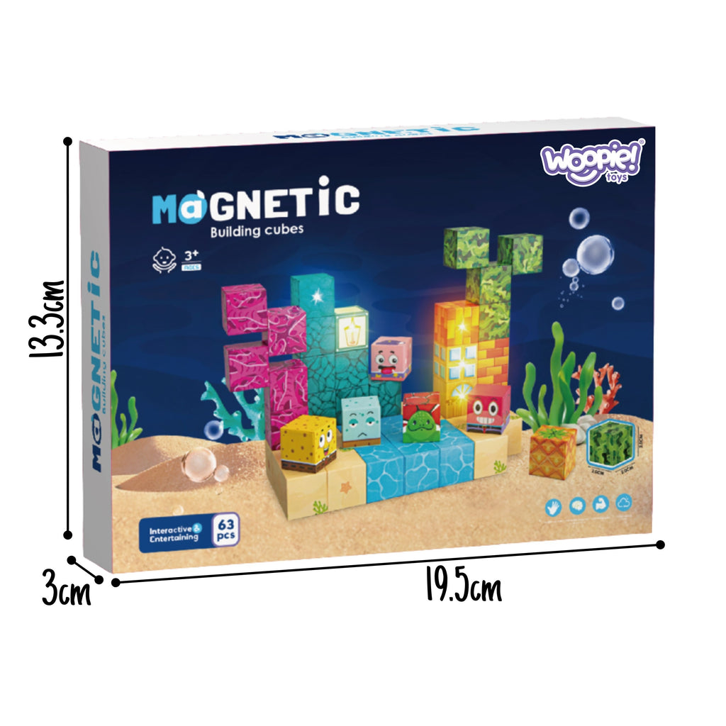 Woopie magnetiniai kubeliai Vandenynas 63 el. Montessori 3D